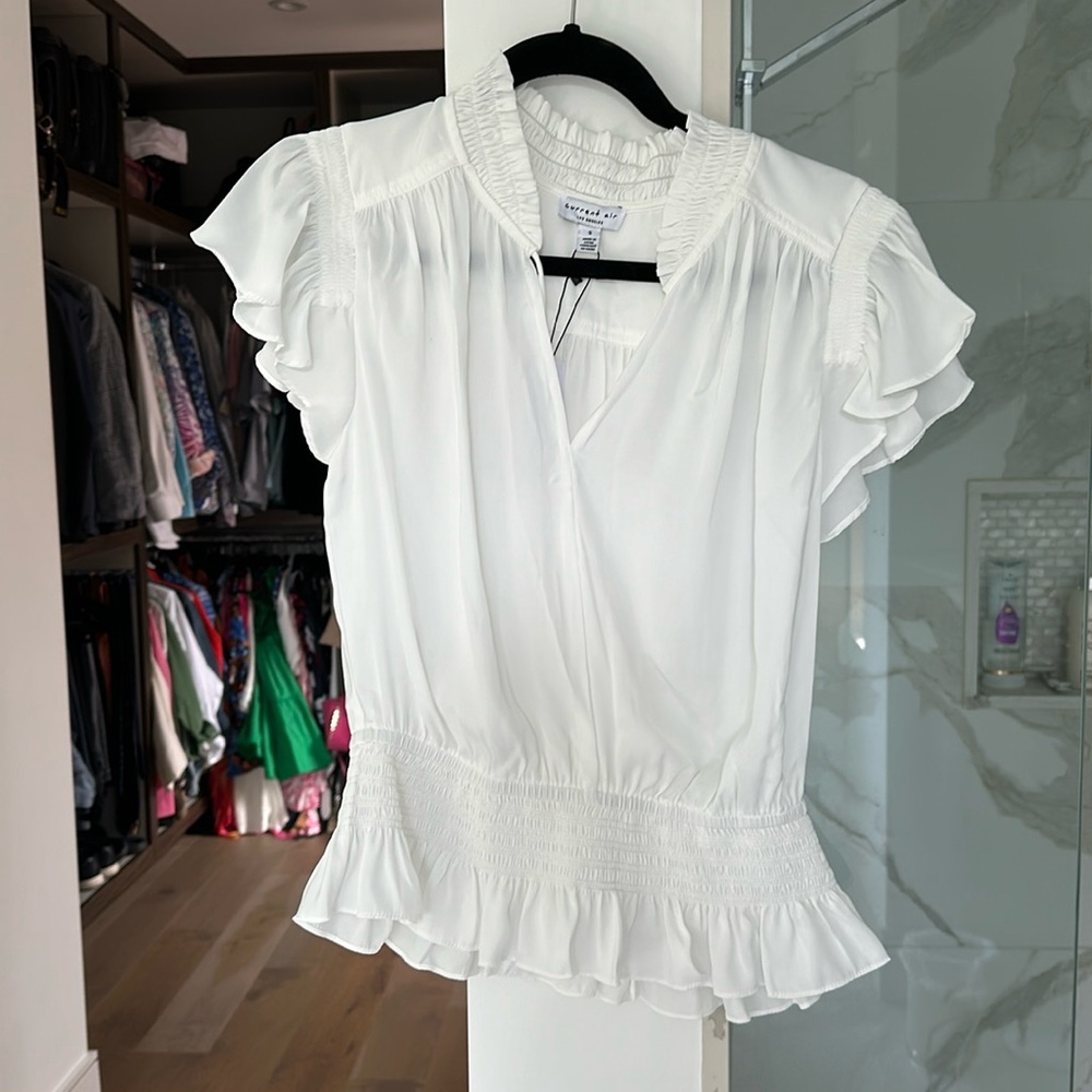 Cute white short sleeve blouse. BRAND NEW with tags